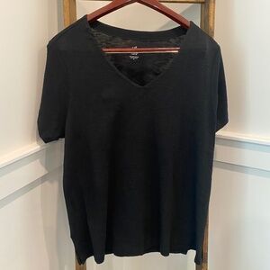 J.Jill Pima Slub-Knit V-Neck Tee